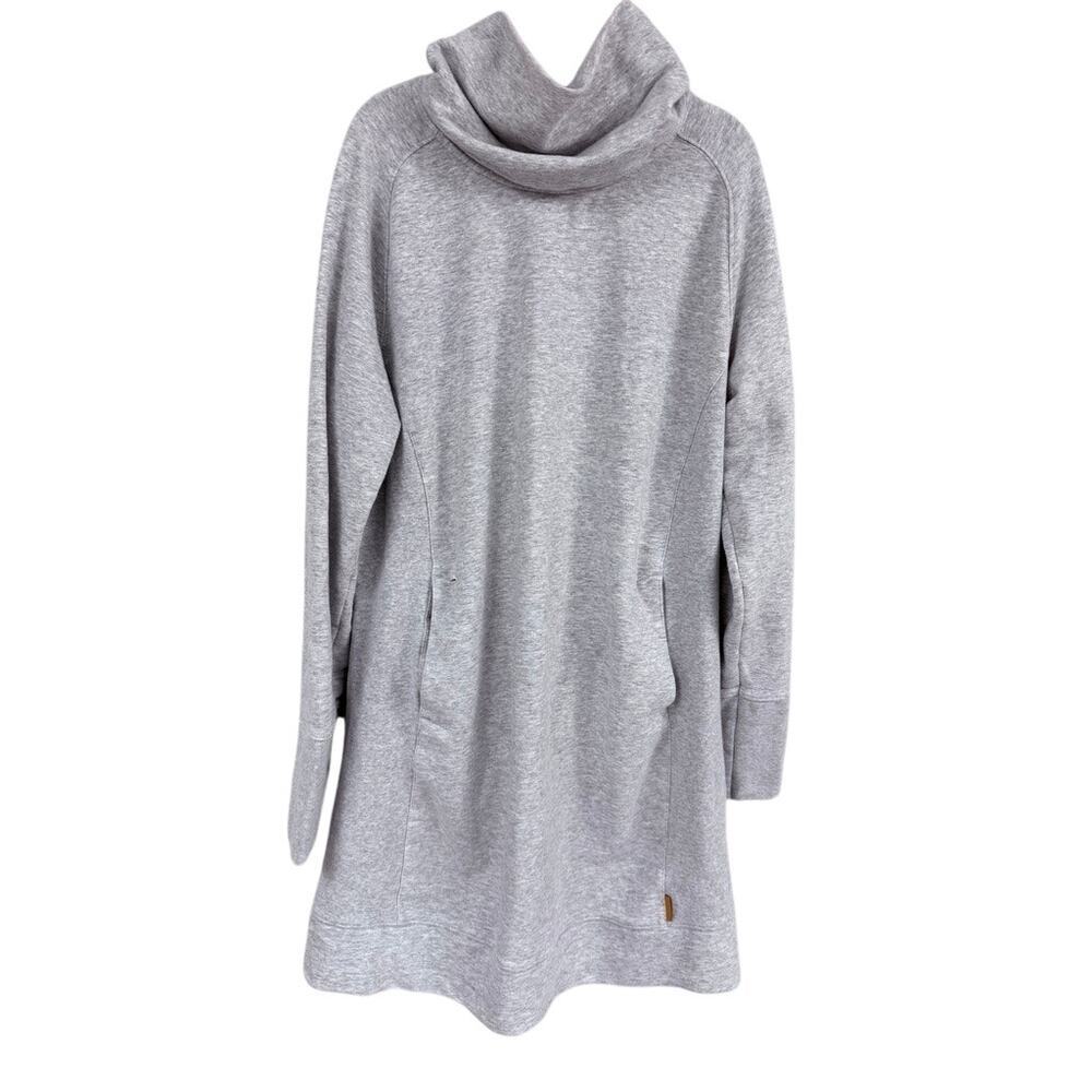 Merrell Gray Cowl Neck Sweatshirt Dress Tunic L Cozy Minimalist Athleisure - Picture 2 of 8